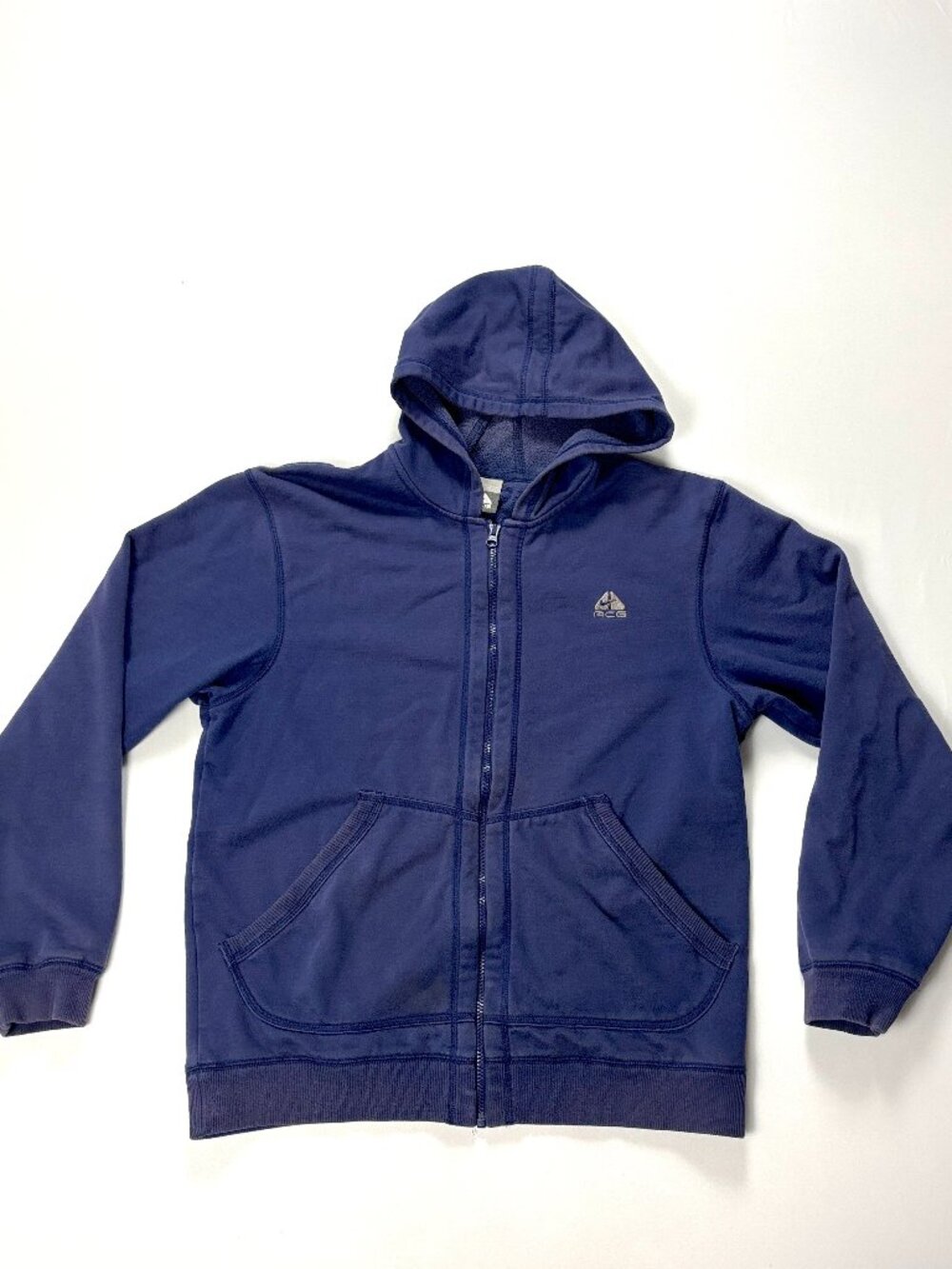 Y2K Nike ACG Mens Zip Up Hoodie Faded Navy Blue Sz M Sweatshirt